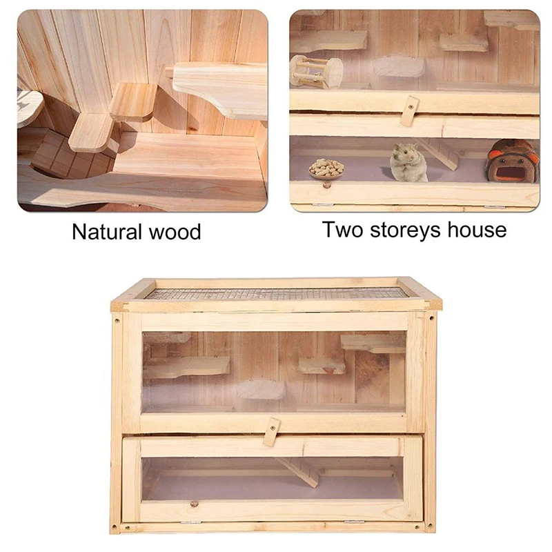 Hamster Cage Deluxe Two Layers Wooden Hut Small Animal Play House with Shelf and Ladder
Hamster Cage Deluxe Two Layers Wooden Hut Small Animal Play House with Shelf and Ladder