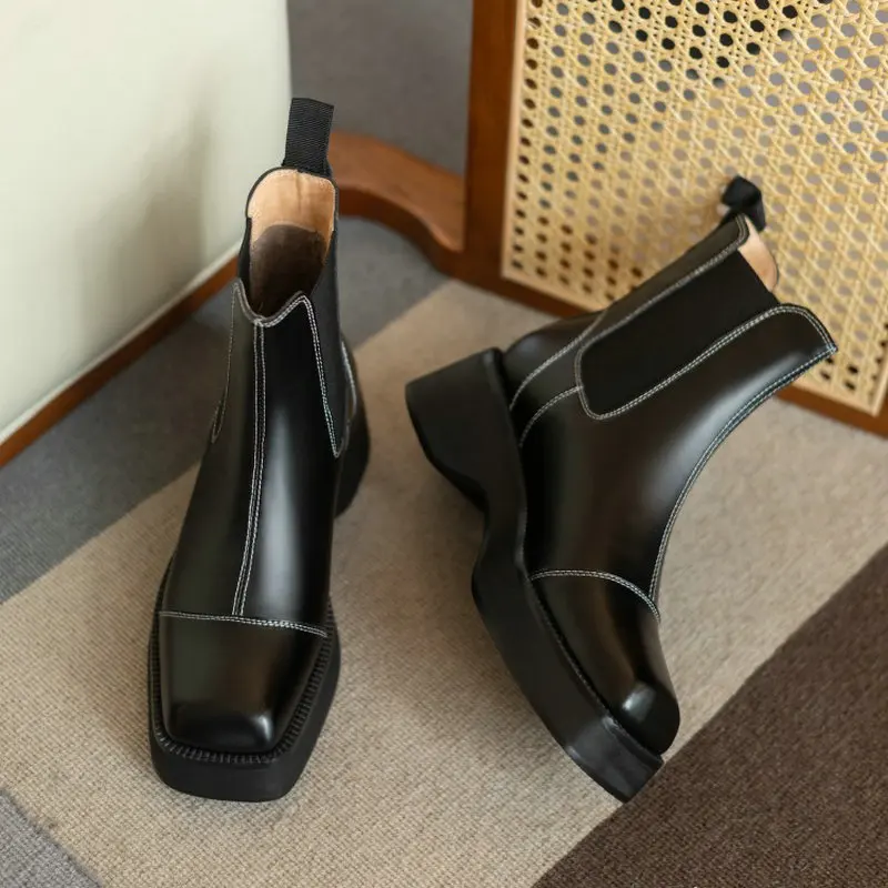 Genuine natural leather women's ankle boots foam light sole platform wedges heels woman winter warm shoes chelsea boots lady
Genuine natural leather women's ankle boots foam light sole platform wedges heels woman winter warm shoes chelsea boots lady