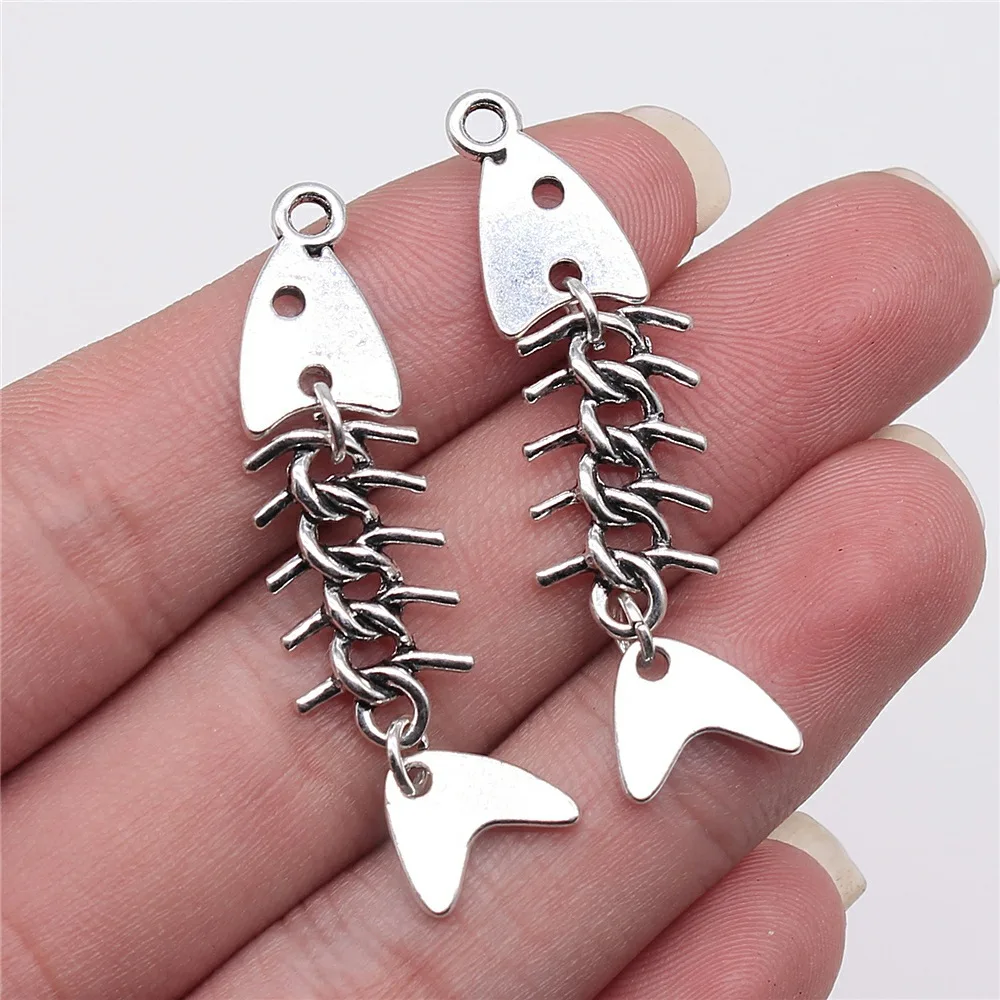 4PCS/lot 46*11mm Metal Charms Fish Bone Pendants Silver Gold Color Making DIY Handmade Tibetan Jewelry DIY
4PCS/lot 46*11mm Metal Charms Fish Bone Pendants Silver Gold Color Making DIY Handmade Tibetan Jewelry DIY