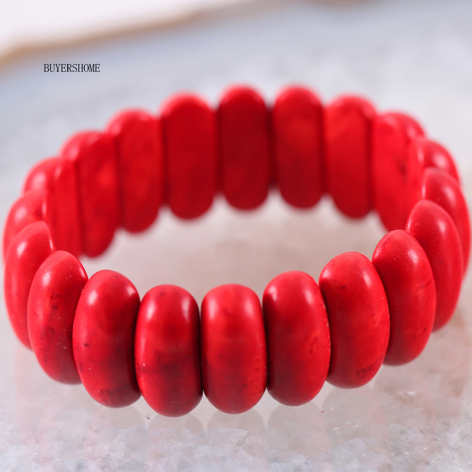 Free Shipping Women Jewelry Handmade Stretch Natural Stone Red Green White Howlite Beads Bracelet 8" 1Pcs H607-609 | Украшения и