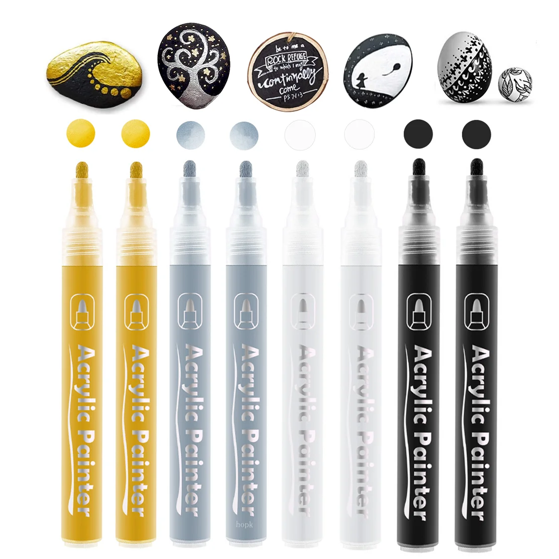 8Pack/set Black White Acrylic Paint Markers Pens for Rock Painting Stone Canvas Glass Metallic Ceramic Paper Drawing Water-Based
8Pack/set Black White Acrylic Paint Markers Pens for Rock Painting Stone Canvas Glass Metallic Ceramic Paper Drawing Water-Based