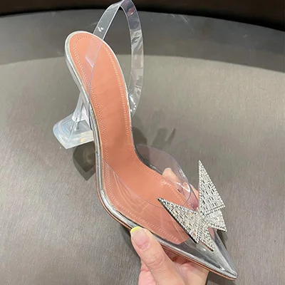 Transparent sandals fairy wind net red design small butterfly button with crystal thin heel pointed high heels
Transparent sandals fairy wind net red design small butterfly button with crystal thin heel pointed high heels