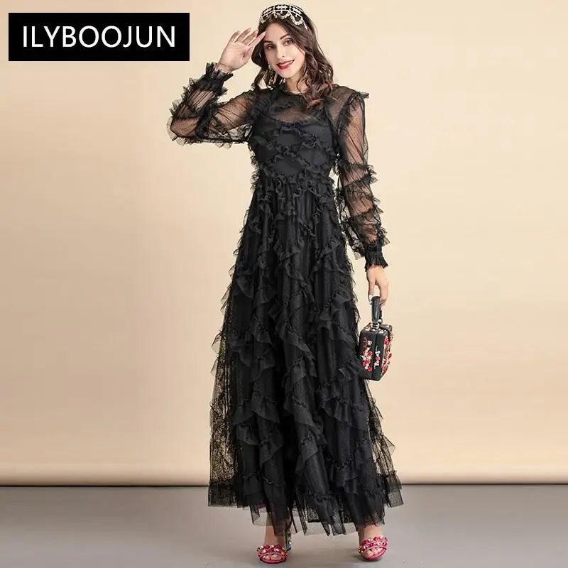 Fashion Designer Autumn Long Black Dress Women's Long sleeve Cascading Ruffle Elegant Club Party Maxi Dress
Fashion Designer Autumn Long Black Dress Women's Long sleeve Cascading Ruffle Elegant Club Party Maxi Dress