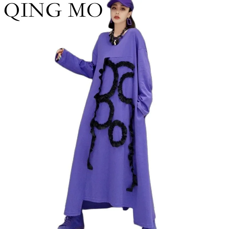 QING MO Spring Autumn Fashion Long Sleeved Purple Dress Women Casual Slimming 2023 New Stitching Pullover Dress Purple ZWL494
QING MO Spring Autumn Fashion Long Sleeved Purple Dress Women Casual Slimming 2023 New Stitching Pullover Dress Purple ZWL494