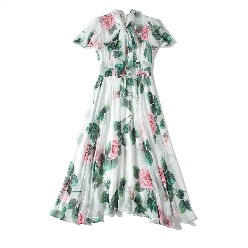 Merchall Summer Runway Midi Dress Women's Bow Neck Bawing Sleeve Charming Floral Print Elegant Holiday Dress jurken zomer 2020
Merchall Summer Runway Midi Dress Women's Bow Neck Bawing Sleeve Charming Floral Print Elegant Holiday Dress jurken zomer 2020