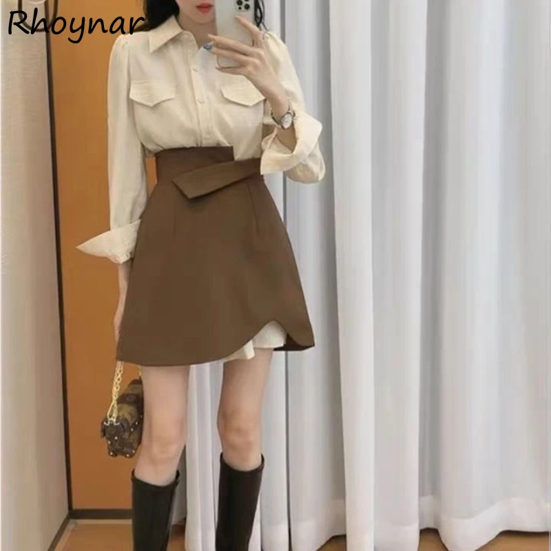 Sets Women Autumn Fashion Soft Asymmetrical Design Chic Simple Solid Tender Ladies New Two Pieces Daily Vintage Mini Elegant Fit 
Sets Women Autumn Fashion Soft Asymmetrical Design Chic Simple Solid Tender Ladies New Two Pieces Daily Vintage Mini Elegant Fit