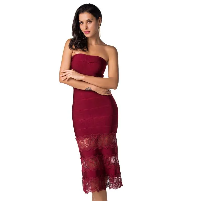 Wholesale 2020 woman's dress Black wine red Lace Strapless Fashion sexy celebrity cocktail party bandage dress 
Wholesale 2020 woman's dress Black wine red Lace Strapless Fashion sexy celebrity cocktail party bandage dress
