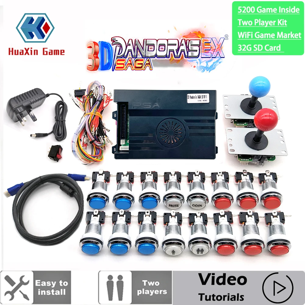

2 Player 5200 IN 1 Pandora Saga EX 3D Copy SANWA Joystick Chrome LED Push Button DIY Arcade Machine Home Cabinet with Tutorial