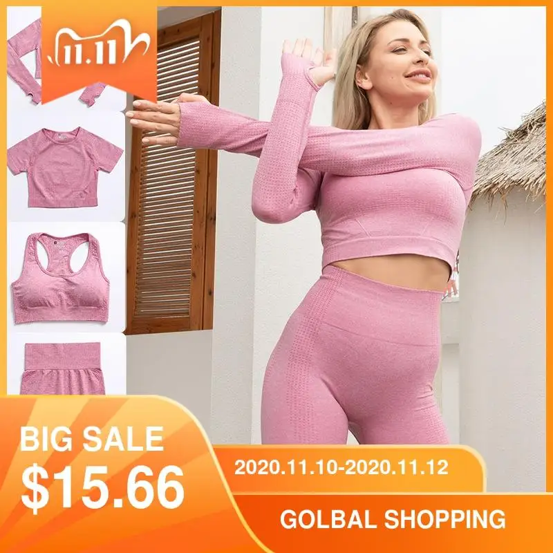 2/3/5PCS Set Women Workout Clothes Seamless Yoga Sets Gym Jogging Fitness Long Sleeve Top High Waist Booty Leggings Sports Suits
2/3/5PCS Set Women Workout Clothes Seamless Yoga Sets Gym Jogging Fitness Long Sleeve Top High Waist Booty Leggings Sports Suits