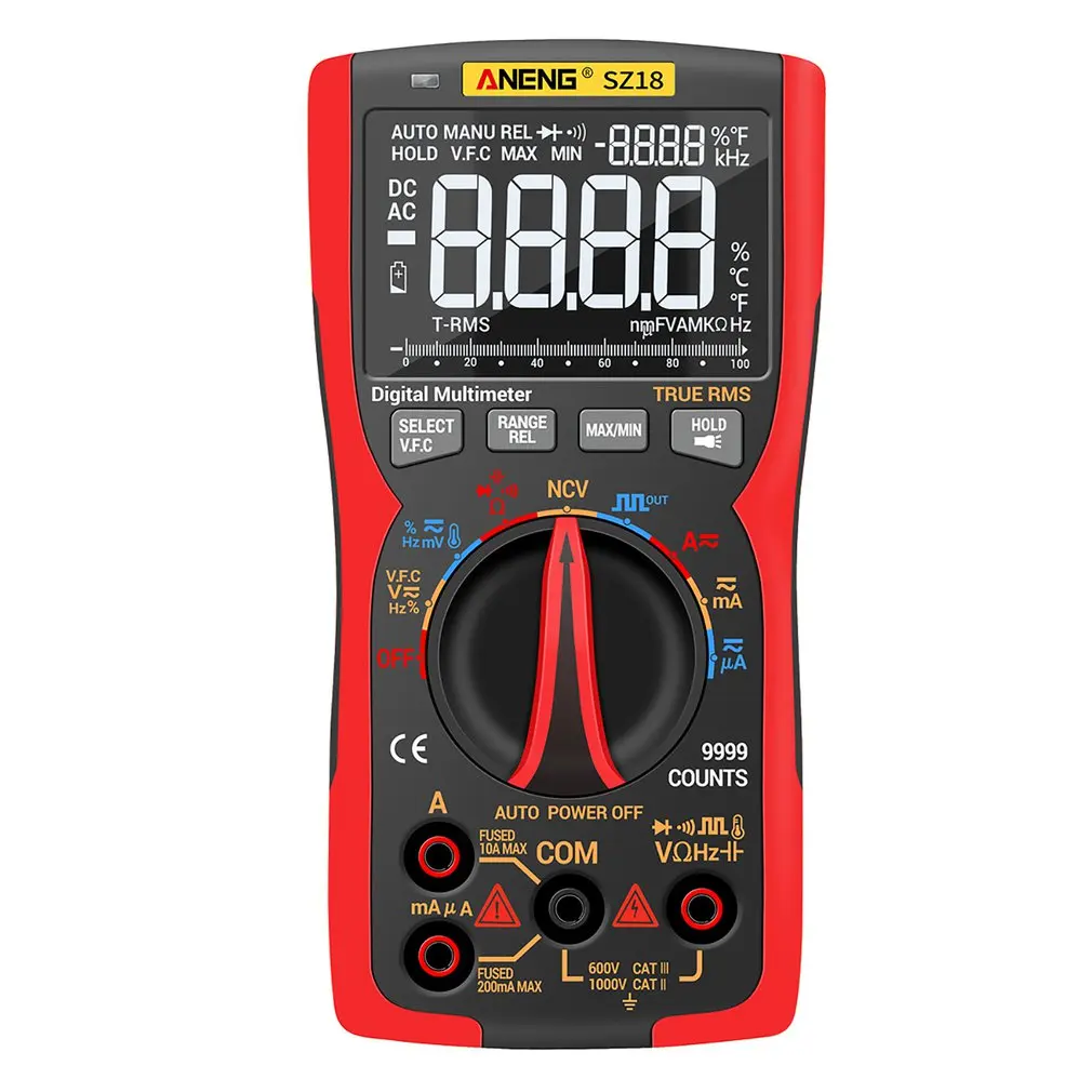 SZ18 Digital Multimeter 9999 Polimetro Tester Professional Multimeter Clamp Meter Tester True RMS Analog Tester
SZ18 Digital Multimeter 9999 Polimetro Tester Professional Multimeter Clamp Meter Tester True RMS Analog Tester