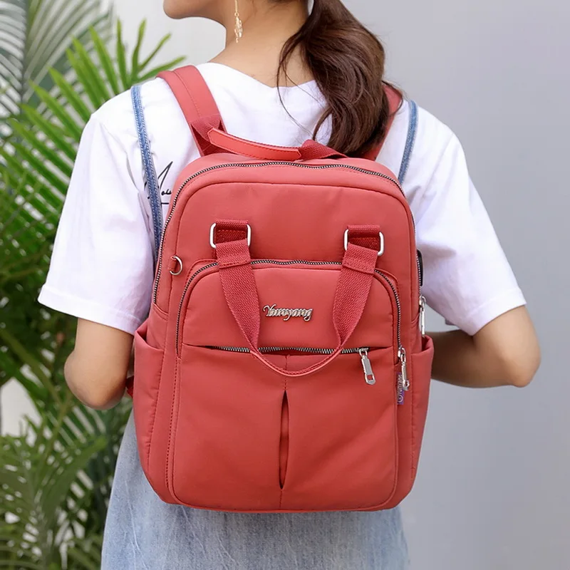 Нейлоновый женский школьный рюкзак с защитой от кражи и USB зарядкой|Женские