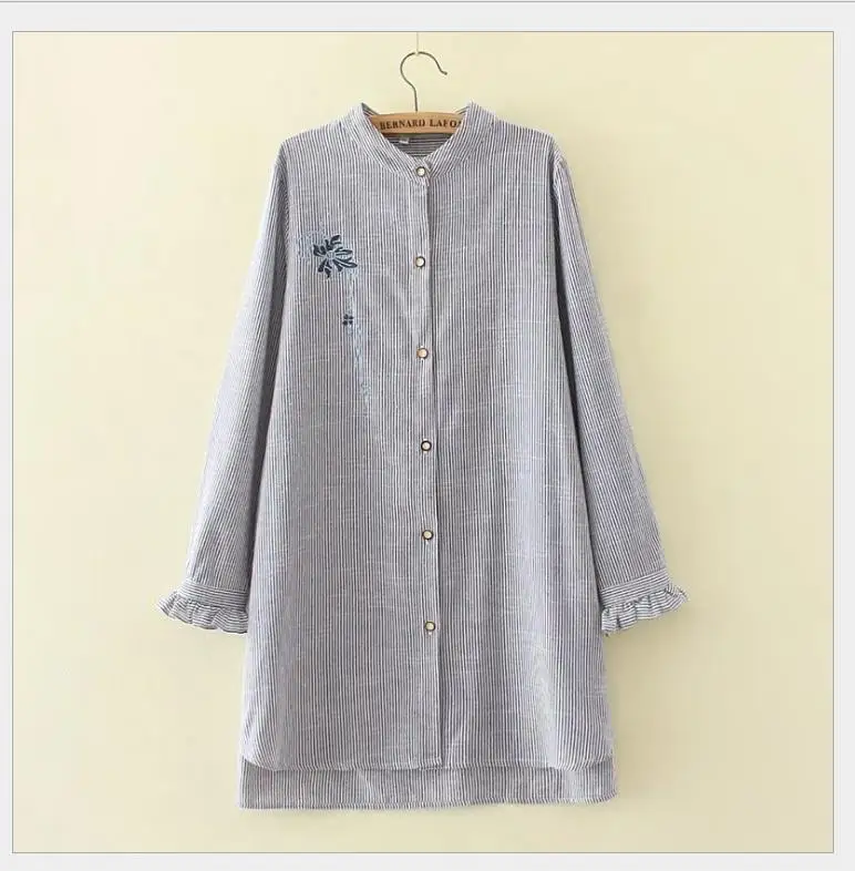 Women's large size striped long shirt
Women's large size striped long shirt