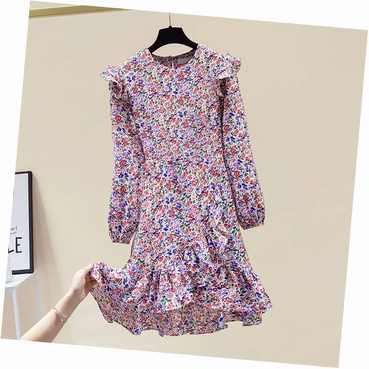 COIGARSAM Ruffles Women dress New Spring Full Sleeve Floral Print O-Neck High Waist Dresses Red Blue 748
COIGARSAM Ruffles Women dress New Spring Full Sleeve Floral Print O-Neck High Waist Dresses Red Blue 748