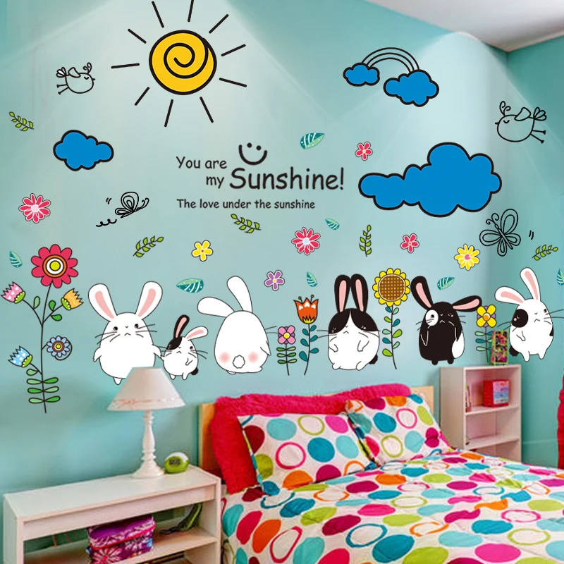 Cartoon Clouds Sun Wall Stickers Vinyl DIY Rabbits Animals Flowers Wall Decor Decals for Kids Rooms Baby Bedroom Home Decoration
Cartoon Clouds Sun Wall Stickers Vinyl DIY Rabbits Animals Flowers Wall Decor Decals for Kids Rooms Baby Bedroom Home Decoration
