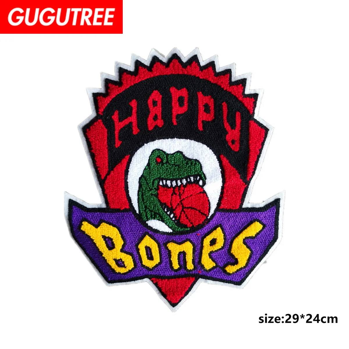 GUGUTREE вышивка большой динозавр буквы патчи животных мультфильм значки аппликации
