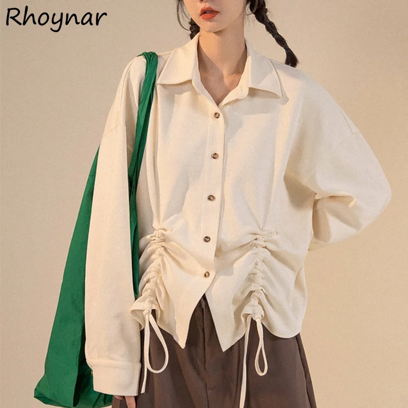 Shirts Women Leisure Shirring Baggy All-match Vintage Elegant Korean Style Female Turn-down Collar Student Streetwear Solid Cozy
Shirts Women Leisure Shirring Baggy All-match Vintage Elegant Korean Style Female Turn-down Collar Student Streetwear Solid Cozy