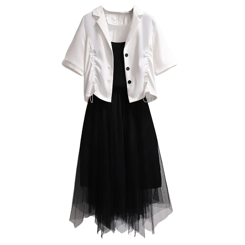 Summer New Fashion Solid Color Sweet Three-piece Short Sleeves Irregular Sets Outfit Net Yarn Women's Clothing Female
Summer New Fashion Solid Color Sweet Three-piece Short Sleeves Irregular Sets Outfit Net Yarn Women's Clothing Female