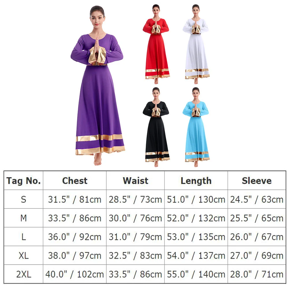 Women Adult Metallic Praise Dance Dress Pleated Swing Long Prise Dress Lyrical Dance Costume Liturgical Church Dresses for Women 
Women Adult Metallic Praise Dance Dress Pleated Swing Long Prise Dress Lyrical Dance Costume Liturgical Church Dresses for Women