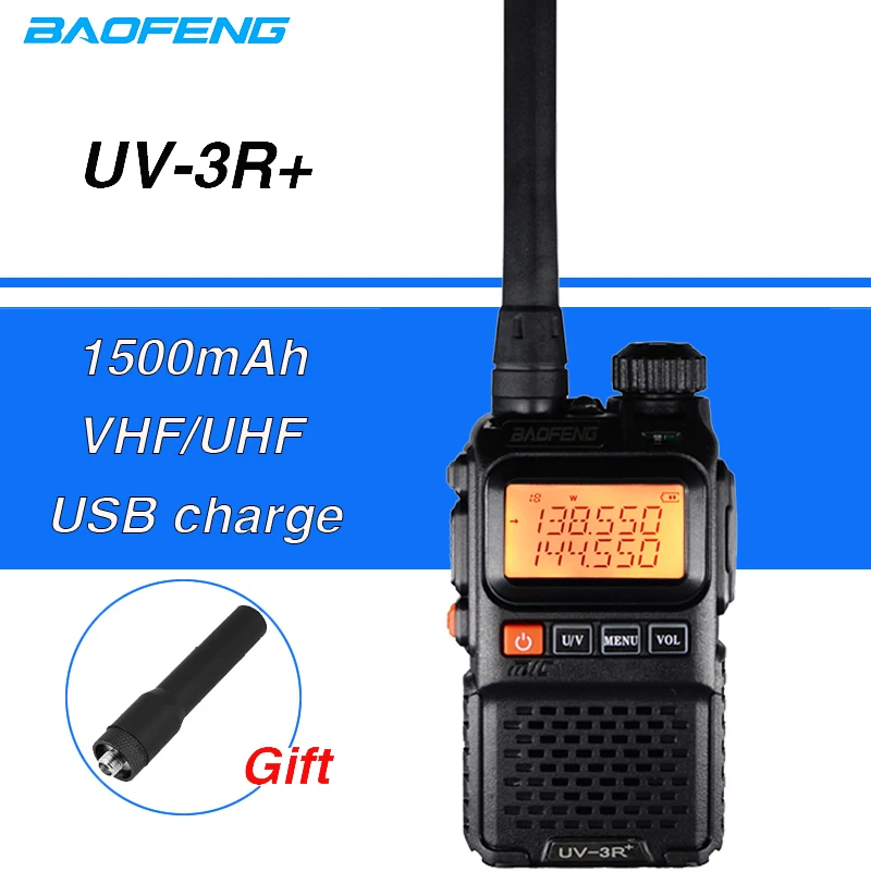 

Baofeng UV-3R Plus Walkie Talkie Mini UV 3R+ Portable CB Radio Amador UHF VHF Ham CB Radio VOX Flashlight FM Transceiver UV3R