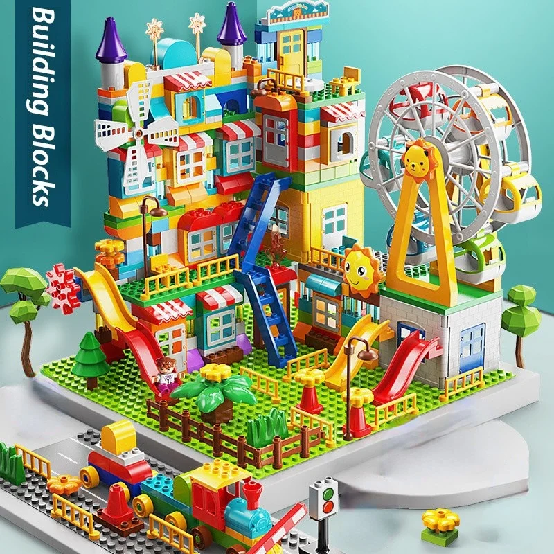 Big Size Castle Ferris Wheel Park Building Block Duploed Classic Slide Amusement DIY Bricks Plastic Toys For Children Gifts
Big Size Castle Ferris Wheel Park Building Block Duploed Classic Slide Amusement DIY Bricks Plastic Toys For Children Gifts
