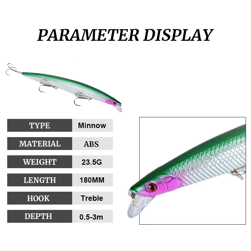 1pcs 18cm 24g Minnow Fishing Lure Laser Hard Artificial Bait Plastic Big Fake Fish Lures Sea Fishing Bait Crankbait Wobblers
1pcs 18cm 24g Minnow Fishing Lure Laser Hard Artificial Bait Plastic Big Fake Fish Lures Sea Fishing Bait Crankbait Wobblers