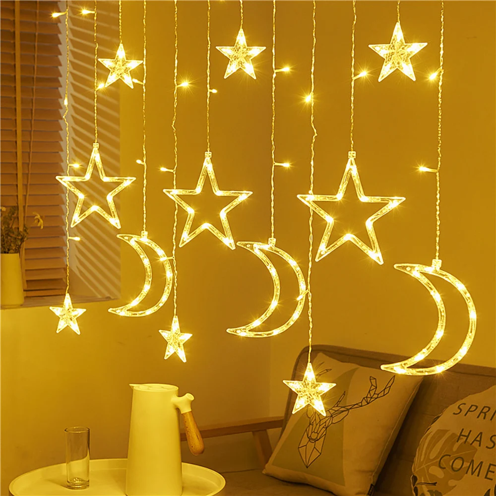 LED Christmas lights 3.5m curtain lights stars and moon home decoration outdoor bar indoor wedding party garden string lights
LED Christmas lights 3.5m curtain lights stars and moon home decoration outdoor bar indoor wedding party garden string lights