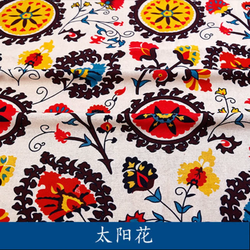

Cotton Linen Printed Fabrics Ethnic Style Retro Decorative Cloth for Sewing Cheongsam Tablecloths Curtains Handmade Cloth