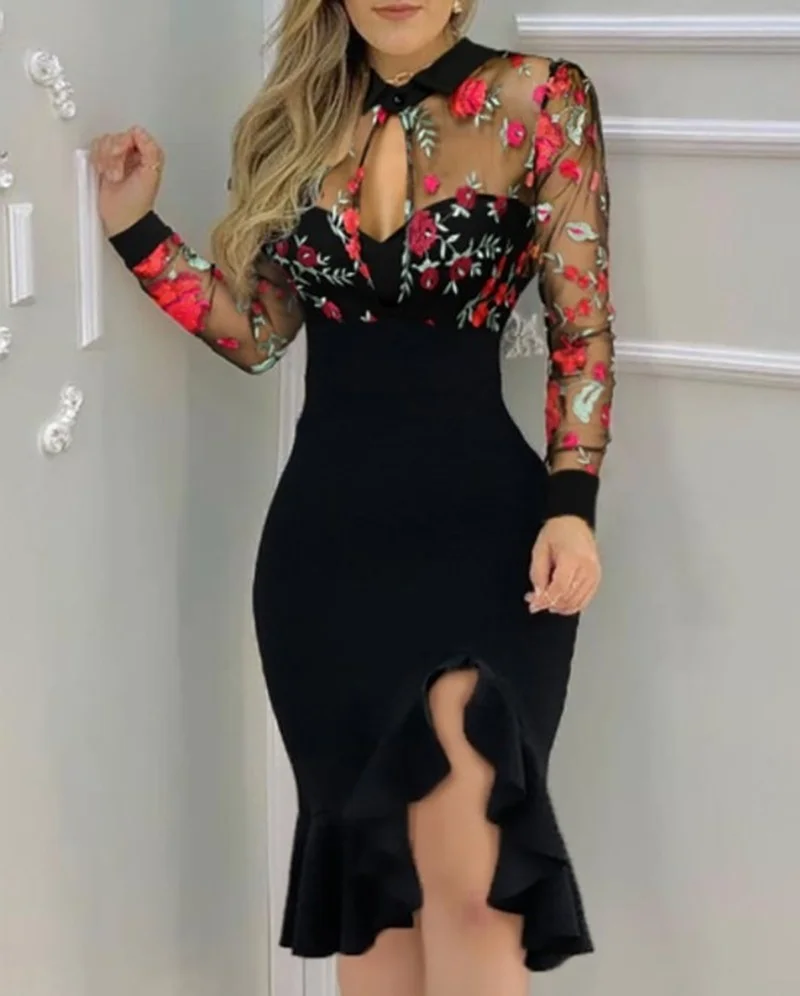 Woman Long Dress Elegant Floral Dress Woman Summer Long Sleeve Dresses Net Yarn Ruffle Plus Size Clothes Streetwear Sexy Dress
Woman Long Dress Elegant Floral Dress Woman Summer Long Sleeve Dresses Net Yarn Ruffle Plus Size Clothes Streetwear Sexy Dress
