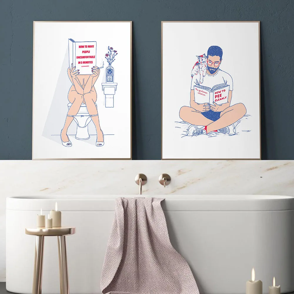 Funny Bathroom How To Pee Cleanly Wall Art Woman Man Canvas Painting Illustration Posters Pictures Home Decor for Living Room
Funny Bathroom How To Pee Cleanly Wall Art Woman Man Canvas Painting Illustration Posters Pictures Home Decor for Living Room