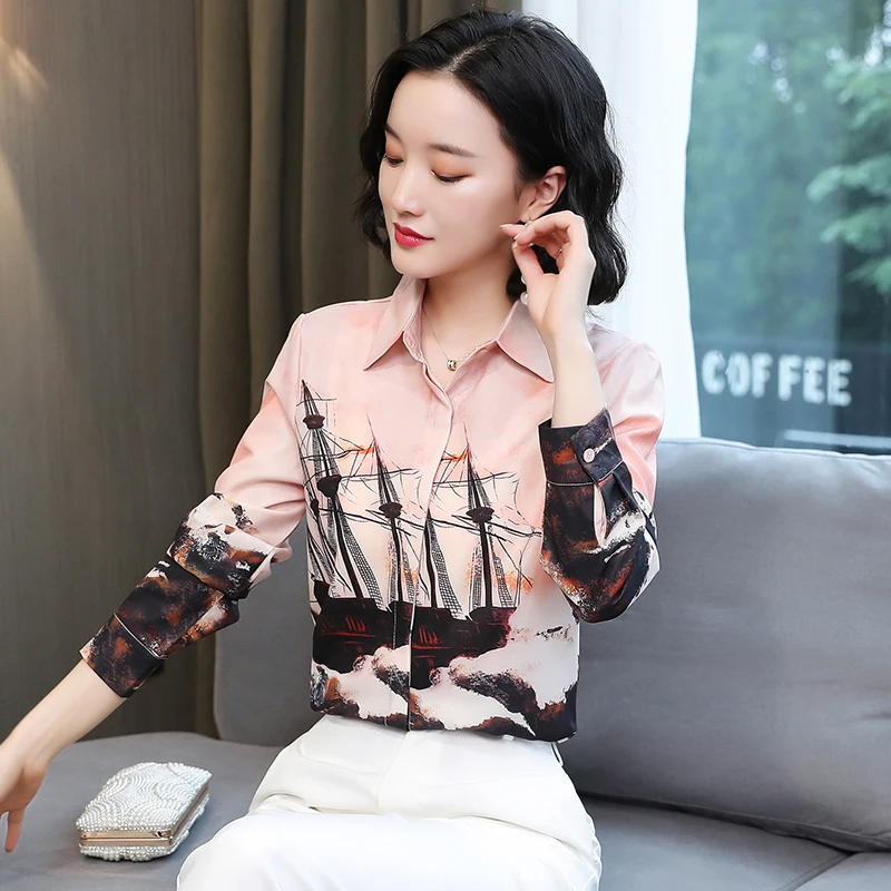 Chiffon Loose Women's Shirts New Fashion Blouses Printing Polo Collar Shirt Summer Casual Long Sleeve Blusas Houthion 
Chiffon Loose Women's Shirts New Fashion Blouses Printing Polo Collar Shirt Summer Casual Long Sleeve Blusas Houthion