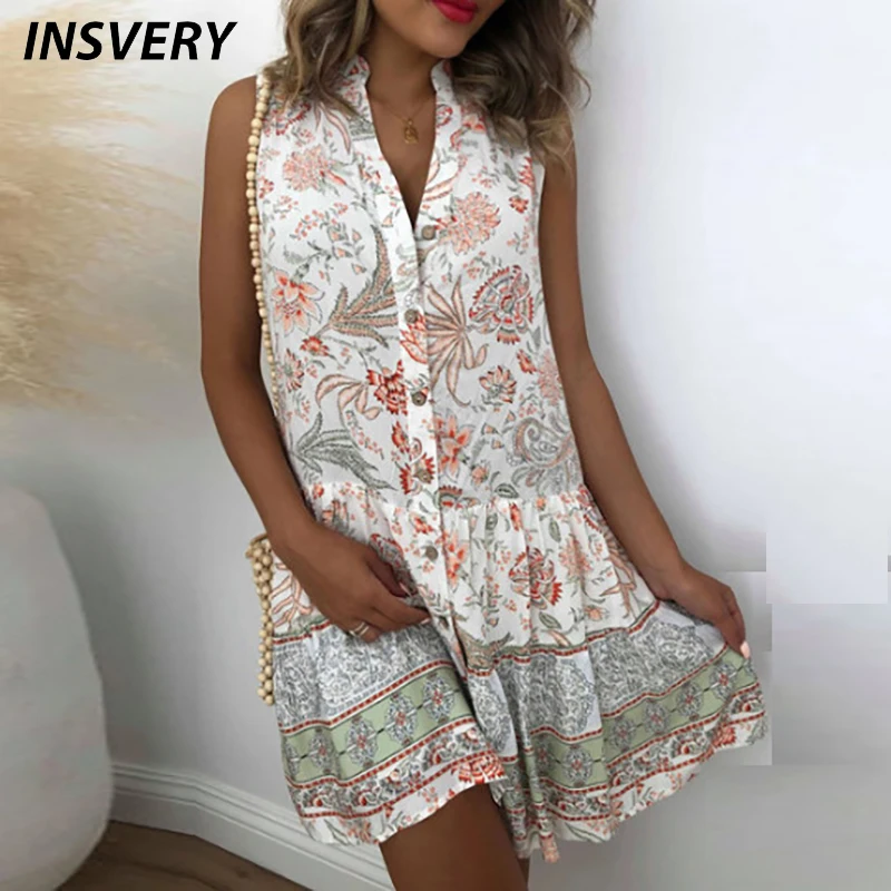 Women Elegant Dress Boho V Neck Floral Print Party Dress Women Button Casual Summer Short Dress Plus Size Sexy Loose Dresses
Women Elegant Dress Boho V Neck Floral Print Party Dress Women Button Casual Summer Short Dress Plus Size Sexy Loose Dresses