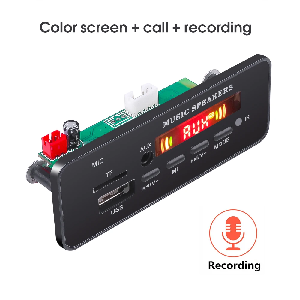Записывающий Автомобильный MP3-плеер USB Bluetooth V5.0 с громкой связью встроенный 5-12 в MP3