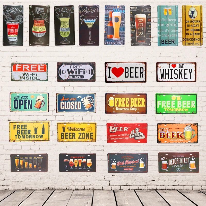 

Винтажные автомобильные номерные знаки 15x3 0 см, бесплатный Wi-Fi, потертые шикарные знаки, металлические таблички, постер для пива, бара, паба, ...