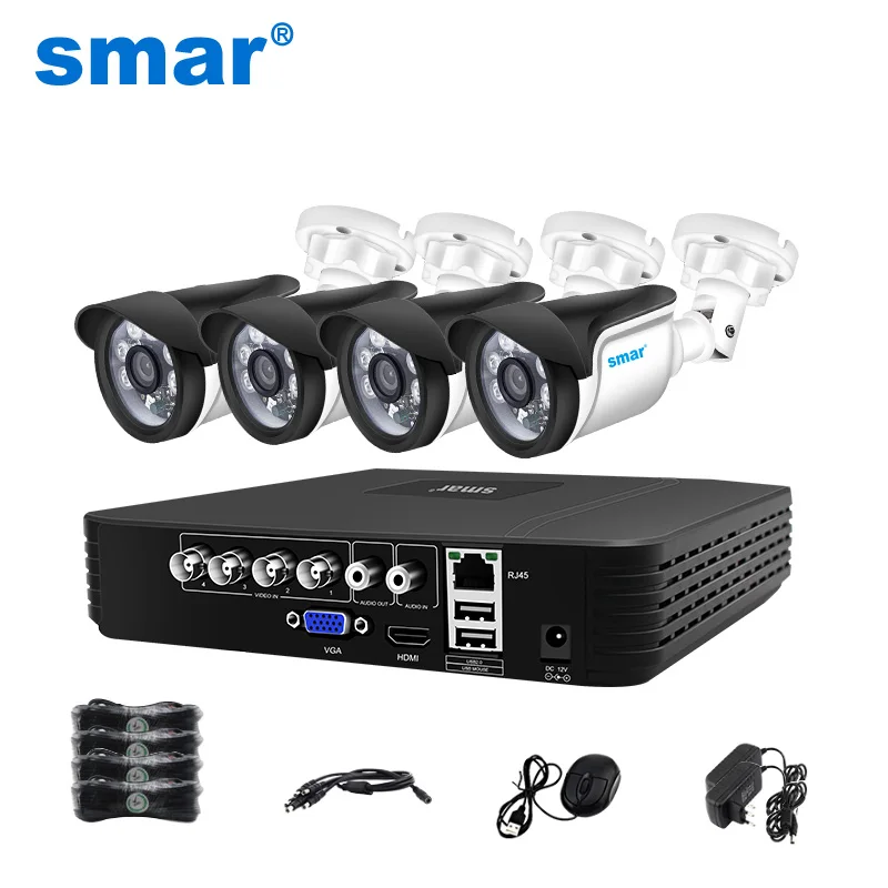 

Smar 4CH 1080N 5 in 1 AHD DVR Kit 4PCS 720P/1080P IR AHD Camera Kit CCTV System Outdoor Waterproof Security Surveillance Set