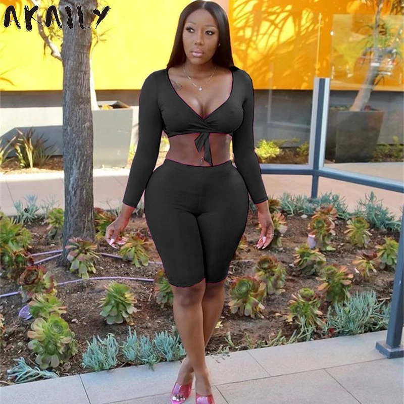 Akaily Streetwear Casual 2 Two Piece Sets Womens 2021 Summer Fitness Outfits Shorts V Neck Bodycon Crop Top Shorts Sets Female
Akaily Streetwear Casual 2 Two Piece Sets Womens 2021 Summer Fitness Outfits Shorts V Neck Bodycon Crop Top Shorts Sets Female