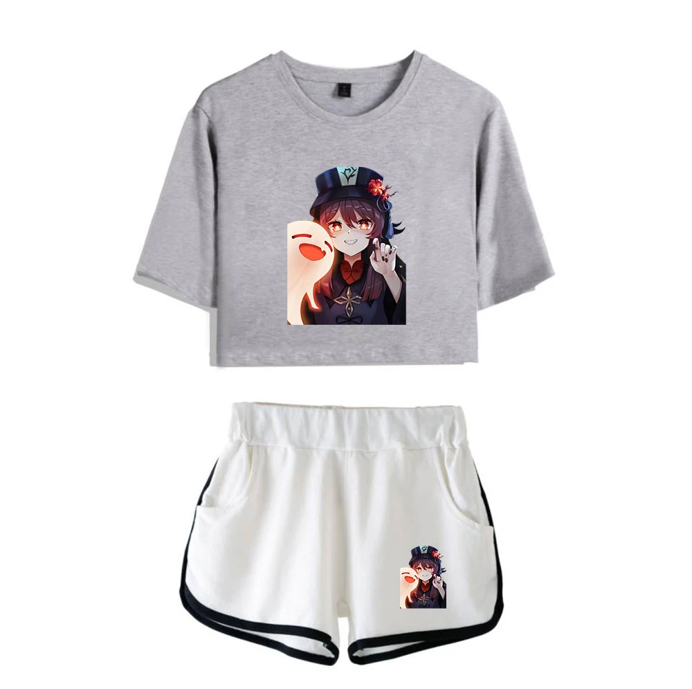 Модные спортивные костюмы Kawaii Genshin Impact Hu Tao Dew navel для девушек, Молодежный комплект из двух предметов, летние женские сексуальные шорты + Милая...
Модные спортивные костюмы Kawaii Genshin Impact Hu Tao Dew navel для девушек, Молодежный комплект из двух предметов, летние женские сексуальные шорты + Милая...