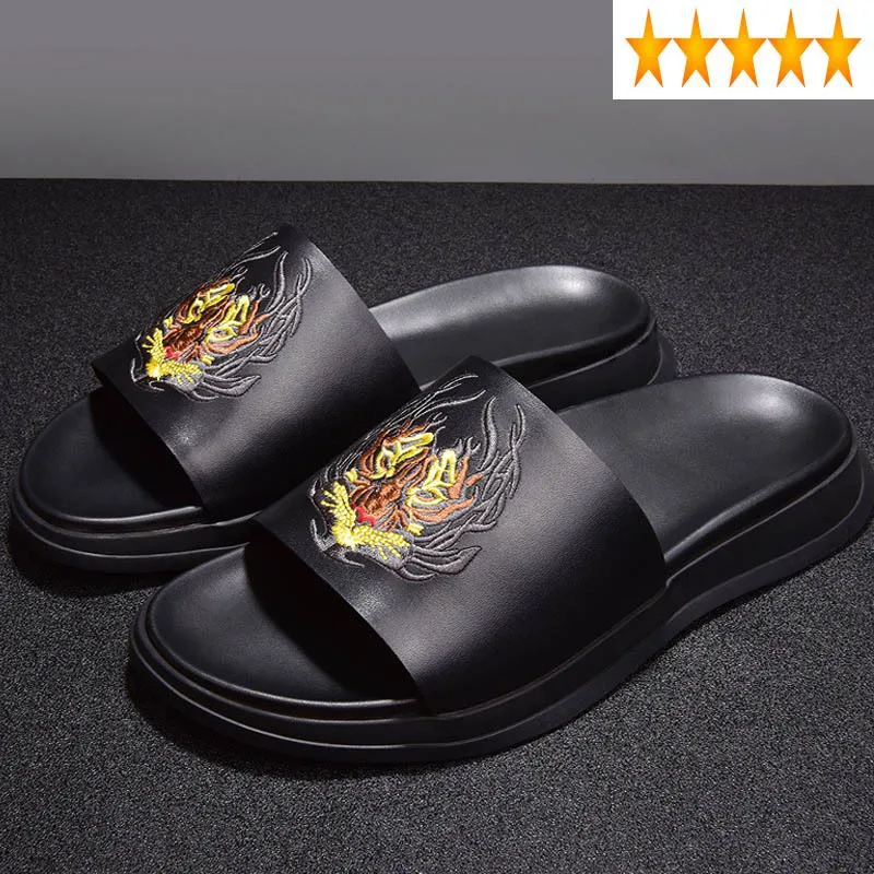 Slippers 2021 Summer New Men Fashion Embroidery Genuine Beach Shoes Black Outdoor Leather Sandals High Quality
Slippers 2021 Summer New Men Fashion Embroidery Genuine Beach Shoes Black Outdoor Leather Sandals High Quality
