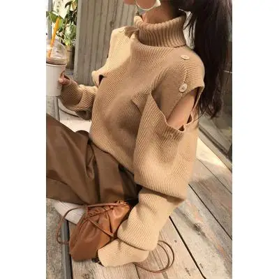 Korean Chic Fashion High Neck Sweater Women Loose Vintage Knit Jumper Turtleneck Ladies Oversized Sweaters 
Korean Chic Fashion High Neck Sweater Women Loose Vintage Knit Jumper Turtleneck Ladies Oversized Sweaters