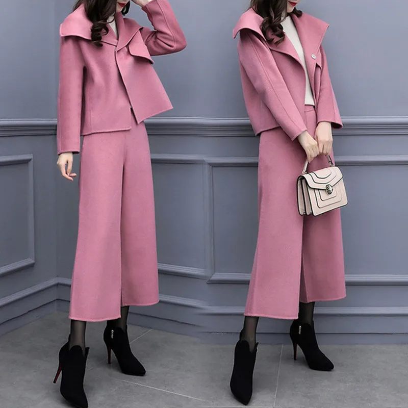 Wool Autumn Winter High Waist Wide Leg Pants Suit Women 2 Two Piece Set Office Lady Elegant Blazer Jacket Trousers Outfit Female
Wool Autumn Winter High Waist Wide Leg Pants Suit Women 2 Two Piece Set Office Lady Elegant Blazer Jacket Trousers Outfit Female
