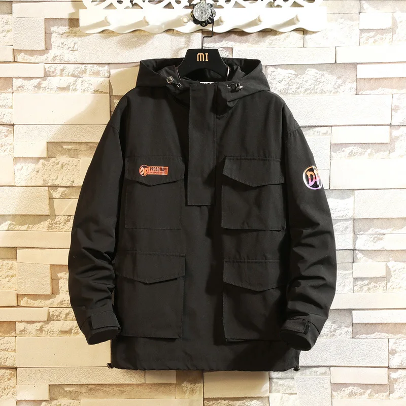 Autumn Japanese Large Size Loose Men's Simple Hedging Tooling Jacket Student Trend Retro Pocket Hooded Jacket Men Jacket
Autumn Japanese Large Size Loose Men's Simple Hedging Tooling Jacket Student Trend Retro Pocket Hooded Jacket Men Jacket