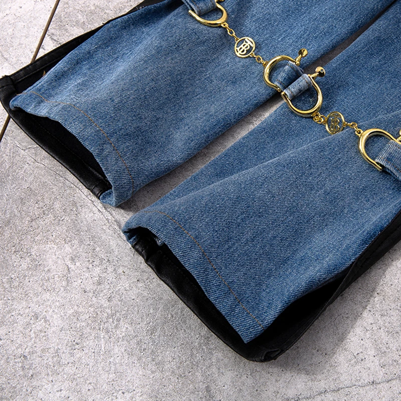 TWOTWINSTYLE Hit Color Patchwork Chain Jeans For Women High Waist Straight Vintage Casual Denim Pants Female Fashion New Clothes
TWOTWINSTYLE Hit Color Patchwork Chain Jeans For Women High Waist Straight Vintage Casual Denim Pants Female Fashion New Clothes