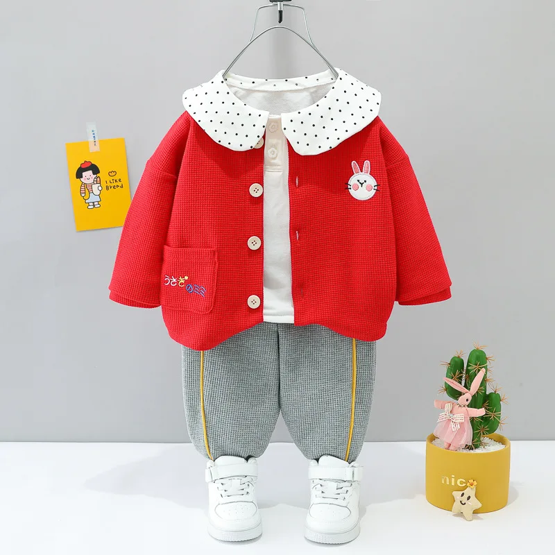 Infant Baby Girls Clothes Outfits Casual Sets Cartoon Knitted Cardigan+Baby Collar T-shirt+Pants 3pcs Newborn Girls Clothing
Infant Baby Girls Clothes Outfits Casual Sets Cartoon Knitted Cardigan+Baby Collar T-shirt+Pants 3pcs Newborn Girls Clothing