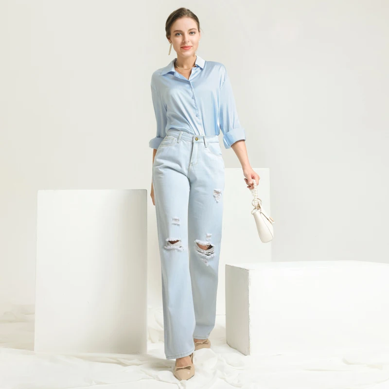 2021 Autumn Women Wide Leg Jeans StreetWear Light Blue Loose Jeans Femmal 100% Cotton High Street Denim Pants Women Ripped jeans
2021 Autumn Women Wide Leg Jeans StreetWear Light Blue Loose Jeans Femmal 100% Cotton High Street Denim Pants Women Ripped jeans