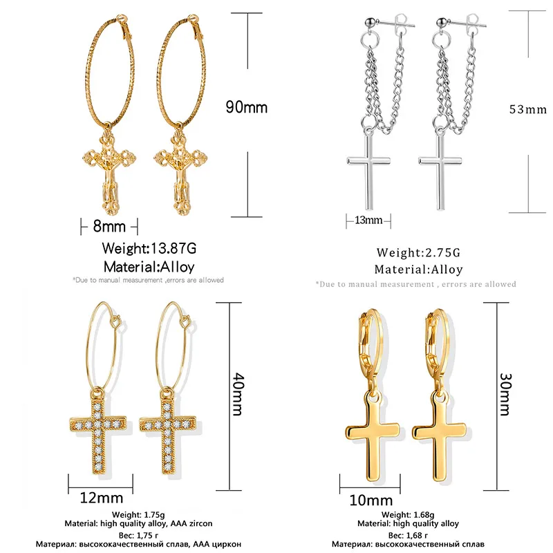 

Fashion Cross Drop Statement Earrings For Women Vintage Metal Chain 2020 Trend Pendant Unusual Earings Party Punk Jewelry Gifts