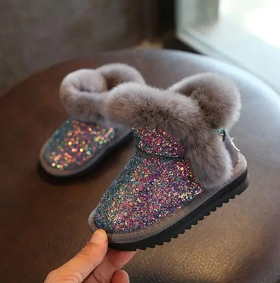 Детские зимние ботинки 2020 теплые с кроличьим мехом для девочек детская