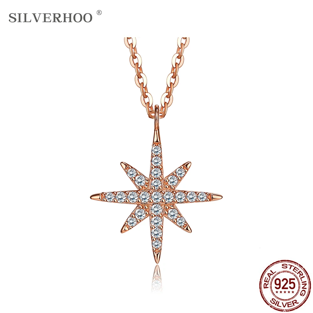 SILVERHOO 925 Sterling Silver Jewelry Shiny Star Pendant Necklaces For Women Full Clear Cubic Zirconia Rose Gold Color Necklace
SILVERHOO 925 Sterling Silver Jewelry Shiny Star Pendant Necklaces For Women Full Clear Cubic Zirconia Rose Gold Color Necklace