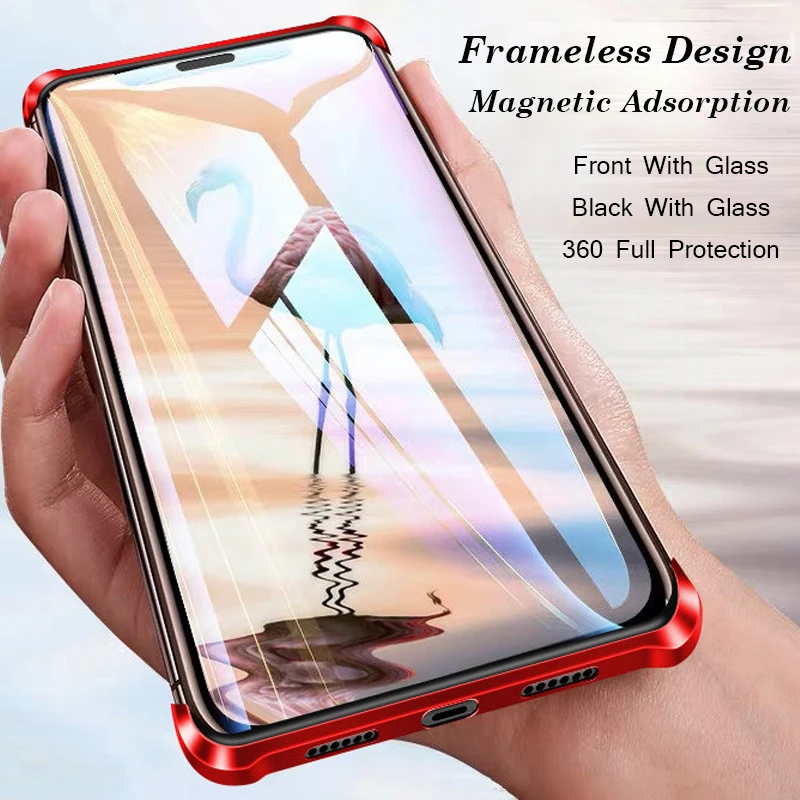 Безрамный Магнитный чехол для телефона iPhone XS MAX XR 7 8 Plus металлический бампер