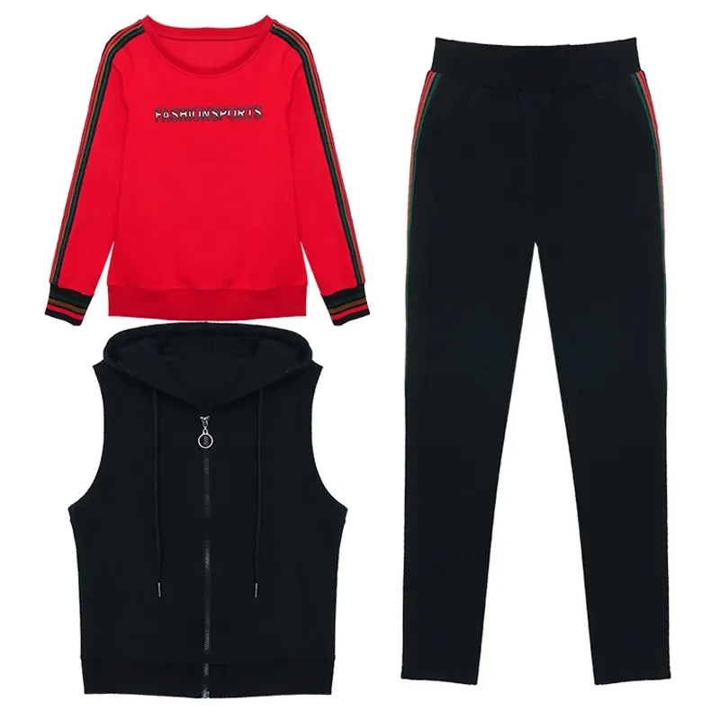 Casual Jogging Tracksuit Women 2021 Spring Autumn Fashion Hooded Zip Vest Jacket + Top + Pant Suit 3 Piece Set Female Sweatsuit 
Casual Jogging Tracksuit Women 2021 Spring Autumn Fashion Hooded Zip Vest Jacket + Top + Pant Suit 3 Piece Set Female Sweatsuit