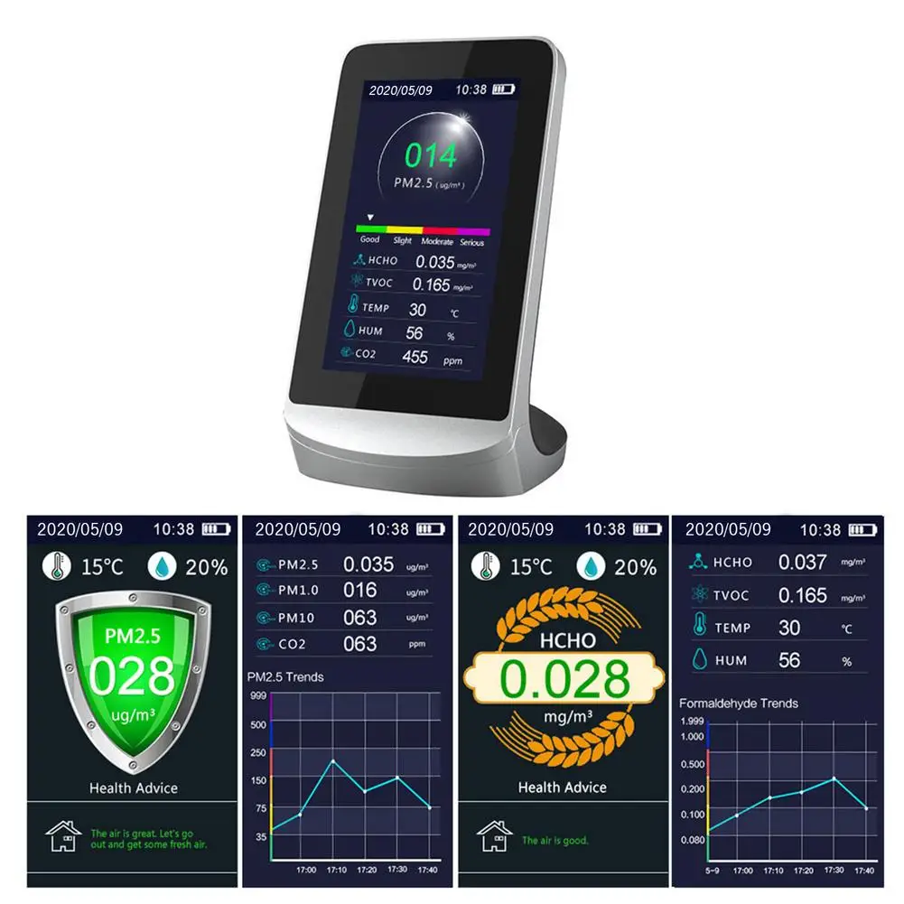 CO2 Meter Detector Carbon Dioxide Portable Air Quality Detector Analyzer Multifunctional CO2 Detector for Gas Monitor Tester
CO2 Meter Detector Carbon Dioxide Portable Air Quality Detector Analyzer Multifunctional CO2 Detector for Gas Monitor Tester