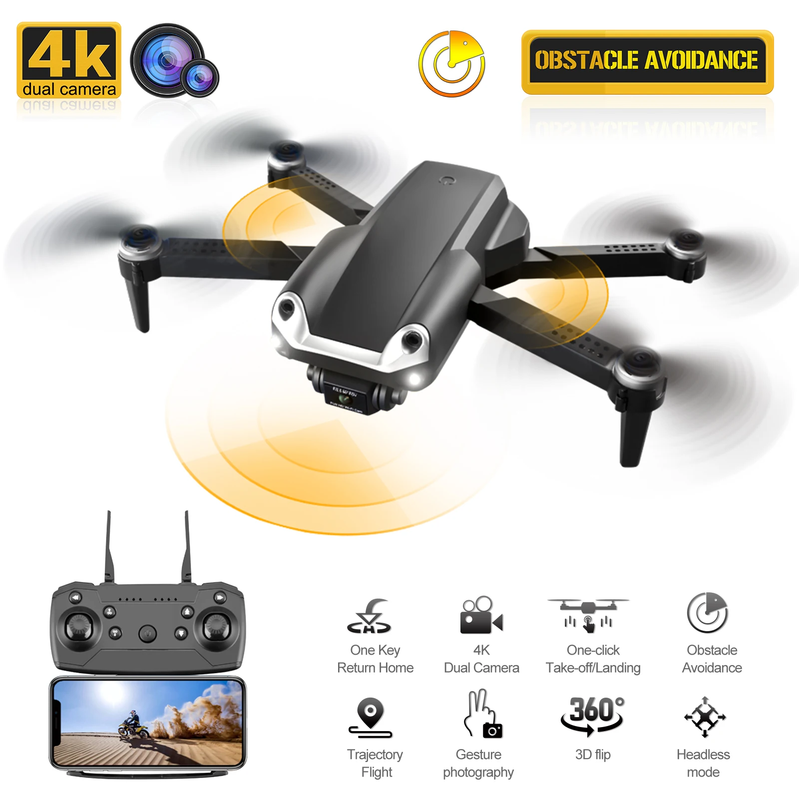 Квадрокоптер Z608 RC 4K с двойной камерой, профессиональный Дрон с инфракрасным обзором препятствий, Wi-Fi, Fpv
Квадрокоптер Z608 RC 4K с двойной камерой, профессиональный Дрон с инфракрасным обзором препятствий, Wi-Fi, Fpv
